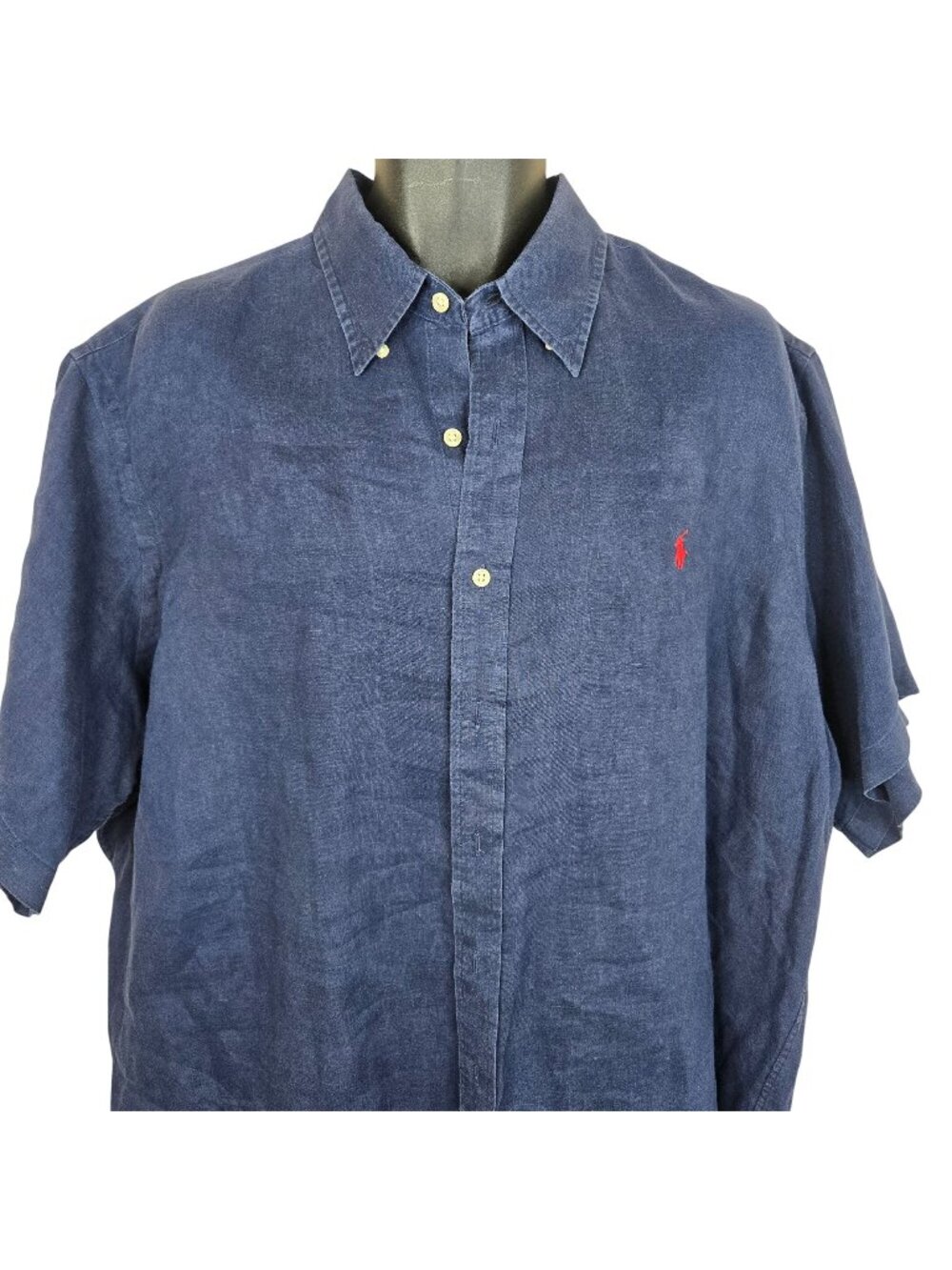Ralph Lauren Mens XXL Navy Blue Linen Button-Up Shirt